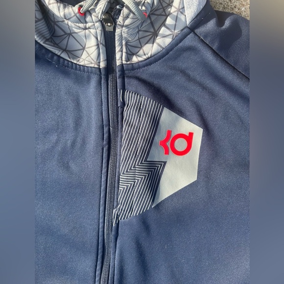 Nike Blue and Gray Zip Up Sweater with Hood - Picture 3 of 6